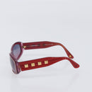 CHANEL Sunglasses Plastic Red Gold Tone CC Auth ka6179-4