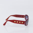 CHANEL Sunglasses Plastic Red Gold Tone CC Auth ka6179-5