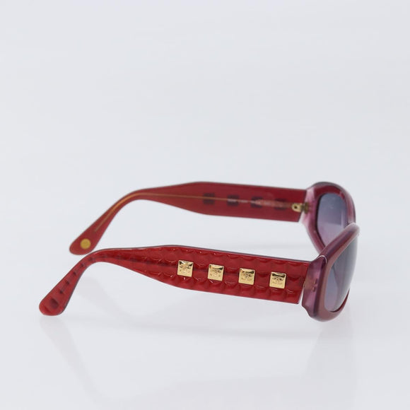 CHANEL Sunglasses Plastic Red Gold Tone CC Auth ka6179