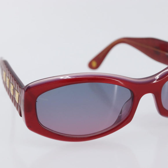 CHANEL Sunglasses Plastic Red Gold Tone CC Auth ka6179