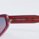 CHANEL Sunglasses Plastic Red Gold Tone CC Auth ka6179-9