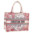 Christian Dior Book Tote Canvas White Red Auth ka6183V-1
