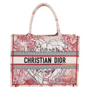 Christian Dior Book Tote Canvas White Red Auth ka6183V-2