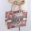 Christian Dior Book Tote Canvas White Red Auth ka6183V-22