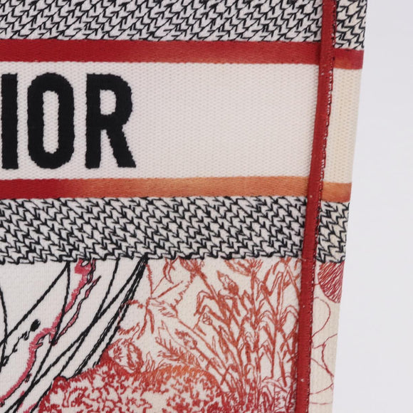 Christian Dior Book Tote Canvas White Red Auth ka6183V