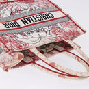 Christian Dior Book Tote Canvas White Red Auth ka6183V-8