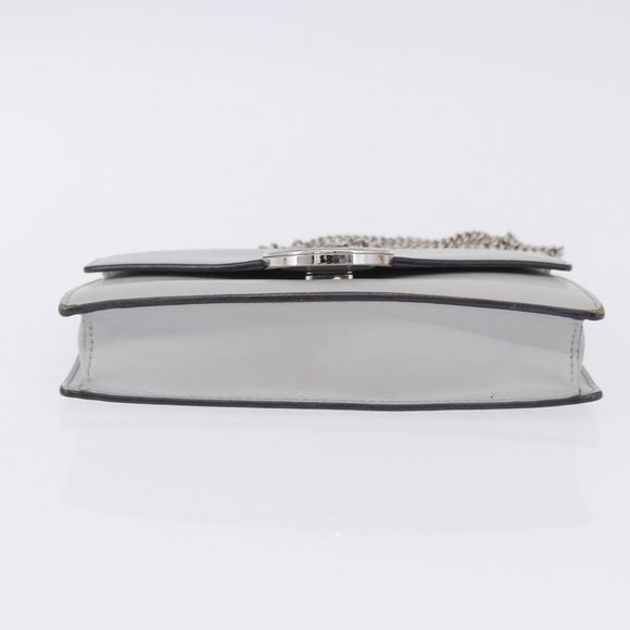 FENDI F is Fendi Chain Shoulder Wallet Leather Gray Silver 8BS006 Auth ka6188A
