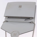 FENDI F is Fendi Chain Shoulder Wallet Leather Gray Silver 8BS006 Auth ka6188A-9