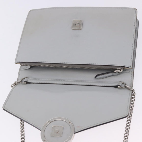 FENDI F is Fendi Chain Shoulder Wallet Leather Gray Silver 8BS006 Auth ka6188A