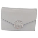 FENDI F is Fendi Chain Shoulder Wallet Leather Gray Silver 8BS006 Auth ka6188A-13