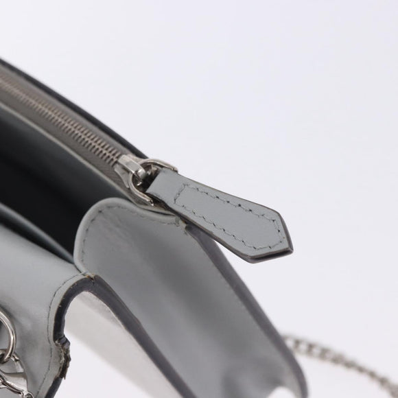 FENDI F is Fendi Chain Shoulder Wallet Leather Gray Silver 8BS006 Auth ka6188A