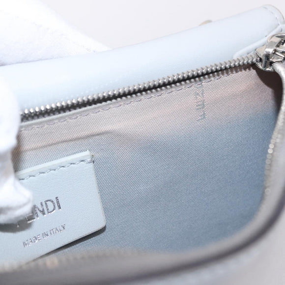 FENDI F is Fendi Chain Shoulder Wallet Leather Gray Silver 8BS006 Auth ka6188A
