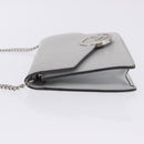 FENDI F is Fendi Chain Shoulder Wallet Leather Gray Silver 8BS006 Auth ka6188A-5