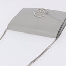 FENDI F is Fendi Chain Shoulder Wallet Leather Gray Silver 8BS006 Auth ka6188A-7