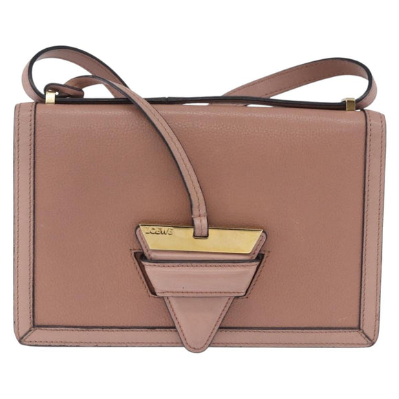 LOEWE Barcelona Shoulder Bag Leather Pink Gold Tone Auth ka6190A