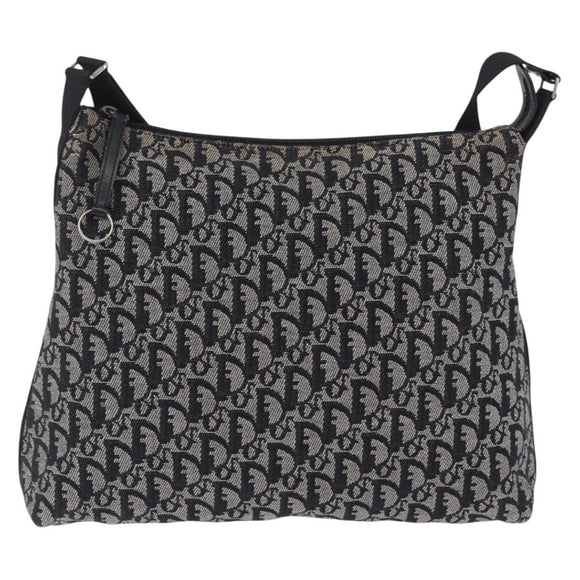 Christian Dior Trotter Canvas Shoulder Bag Black Silver Auth ka6191