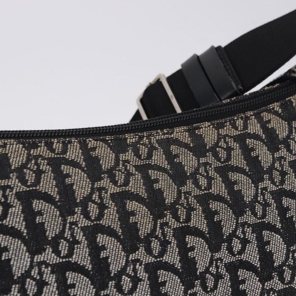 Christian Dior Trotter Canvas Shoulder Bag Black Silver Auth ka6191