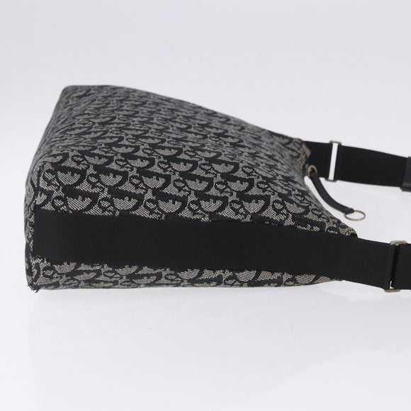 Christian Dior Trotter Canvas Shoulder Bag Black Silver Auth ka6191