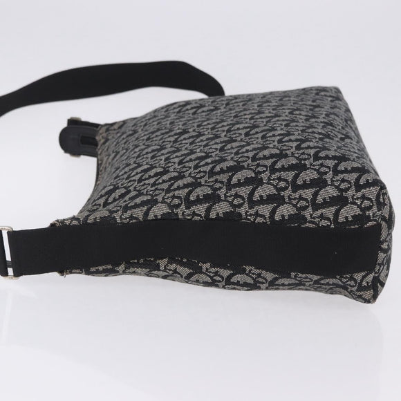 Christian Dior Trotter Canvas Shoulder Bag Black Silver Auth ka6191