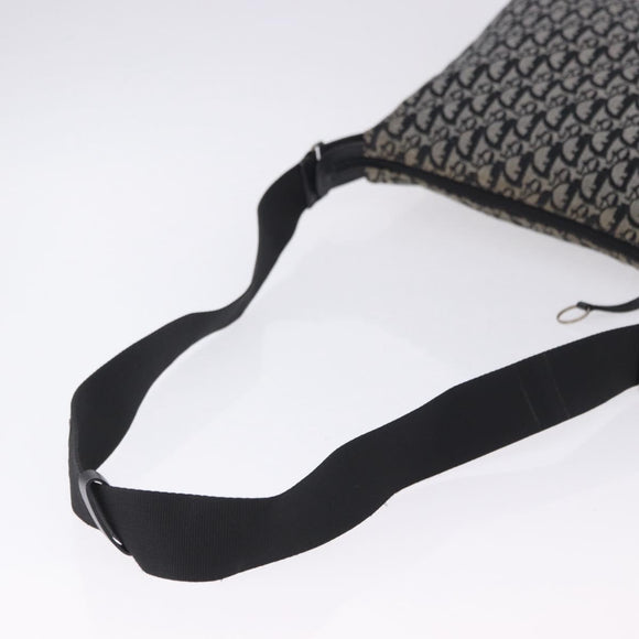 Christian Dior Trotter Canvas Shoulder Bag Black Silver Auth ka6191