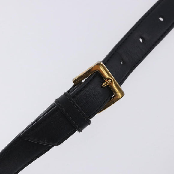 Miu Miu Hand Bag Leather 2way Black Gold Tone Auth ka6192A