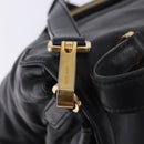 Miu Miu Hand Bag Leather 2way Black Gold Tone Auth ka6192A-22