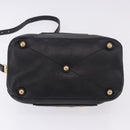 Miu Miu Hand Bag Leather 2way Black Gold Tone Auth ka6192A-5