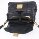 Miu Miu Hand Bag Leather 2way Black Gold Tone Auth ka6192A-30