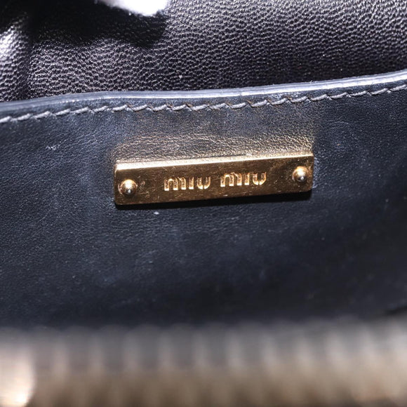 Miu Miu Hand Bag Leather 2way Black Gold Tone Auth ka6192A