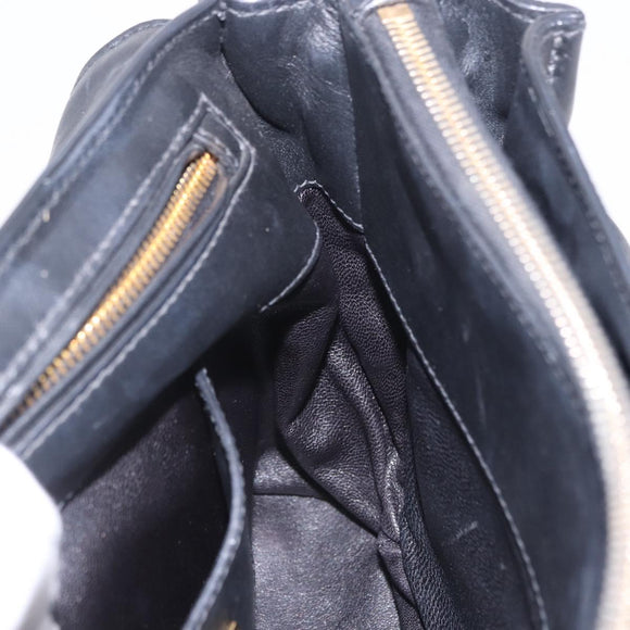 Miu Miu Hand Bag Leather 2way Black Gold Tone Auth ka6192A