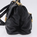 Miu Miu Hand Bag Leather 2way Black Gold Tone Auth ka6192A-3