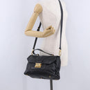 Miu Miu Hand Bag Leather 2way Black Gold Tone Auth ka6192A-42