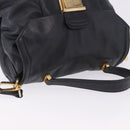 Miu Miu Hand Bag Leather 2way Black Gold Tone Auth ka6192A-14