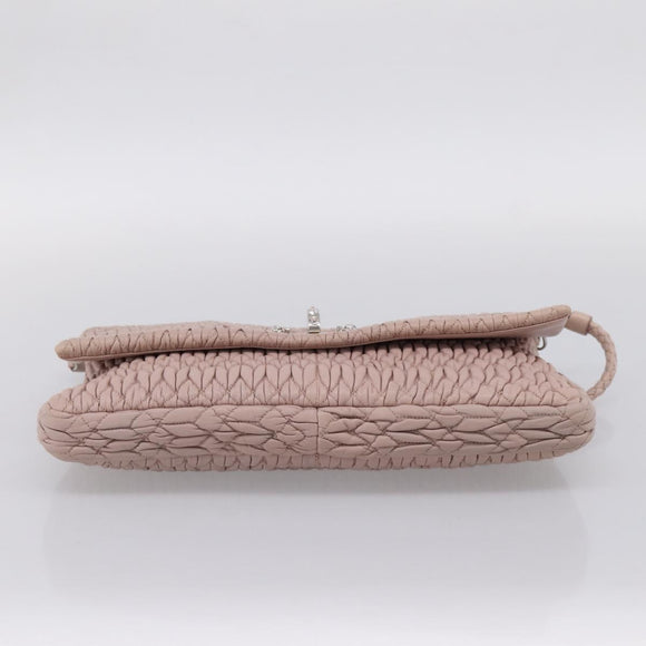 Miu Miu Matelasse Shoulder Bag Leather Pink Silver Auth ka6197V