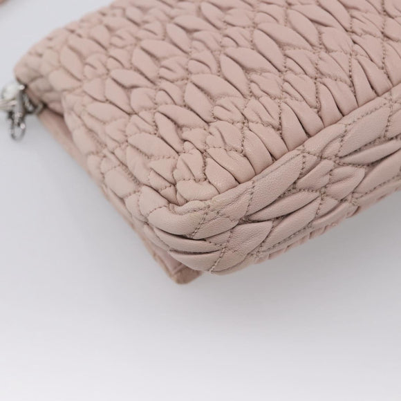 Miu Miu Matelasse Shoulder Bag Leather Pink Silver Auth ka6197V