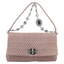 Miu Miu Matelasse Shoulder Bag Leather Pink Silver Auth ka6197V-13