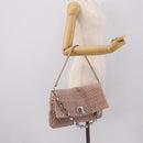 Miu Miu Matelasse Shoulder Bag Leather Pink Silver Auth ka6197V-28