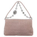 Miu Miu Matelasse Shoulder Bag Leather Pink Silver Auth ka6197V-2