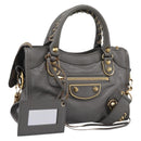 BALENCIAGA Classic Metal Edge City Hand Bag Leather Gray 390160 Auth ka6198M-1