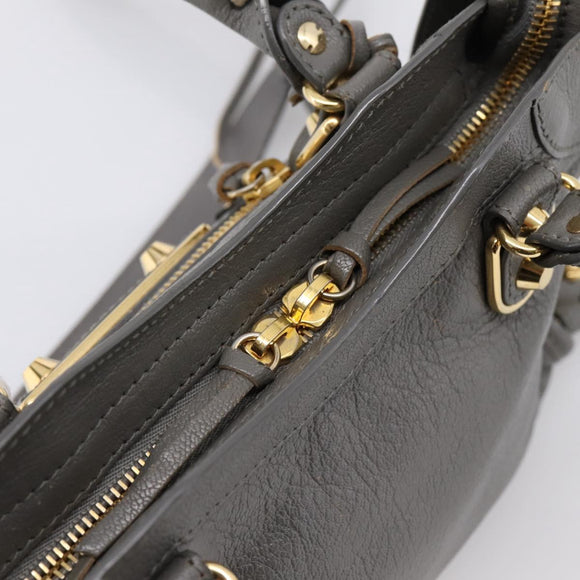 BALENCIAGA Classic Metal Edge City Hand Bag Leather Gray 390160 Auth ka6198M