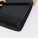 CELINE Triomphe Chain Shoulder Bag Leather Black Gold Tone Auth ka6199SAM-15