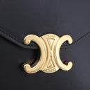 CELINE Triomphe Chain Shoulder Bag Leather Black Gold Tone Auth ka6199SAM-18