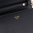 CELINE Triomphe Chain Shoulder Bag Leather Black Gold Tone Auth ka6199SAM-20