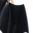CELINE Triomphe Chain Shoulder Bag Leather Black Gold Tone Auth ka6199SAM-21
