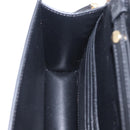 CELINE Triomphe Chain Shoulder Bag Leather Black Gold Tone Auth ka6199SAM-22