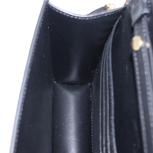 CELINE Triomphe Chain Shoulder Bag Leather Black Gold Tone Auth ka6199SAM