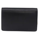 CELINE Triomphe Chain Shoulder Bag Leather Black Gold Tone Auth ka6199SAM-2