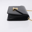 CELINE Triomphe Chain Shoulder Bag Leather Black Gold Tone Auth ka6199SAM-3