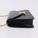 CELINE Triomphe Chain Shoulder Bag Leather Black Gold Tone Auth ka6199SAM-4