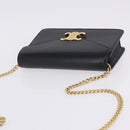 CELINE Triomphe Chain Shoulder Bag Leather Black Gold Tone Auth ka6199SAM-6